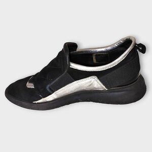 Fratelli Rossetti Womens Sneaker Sz 6.5 / 37 ONE Black Patent Suede Silver Sport